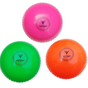 Synthetic Cricket Ball Match Practice Training | Practice Cricket Ball | Wind Balls | Swing Ball | Indoor & Outdoor Street & Beach Cricket (Multicolor Orange-Green-Pink, Pack of 3)