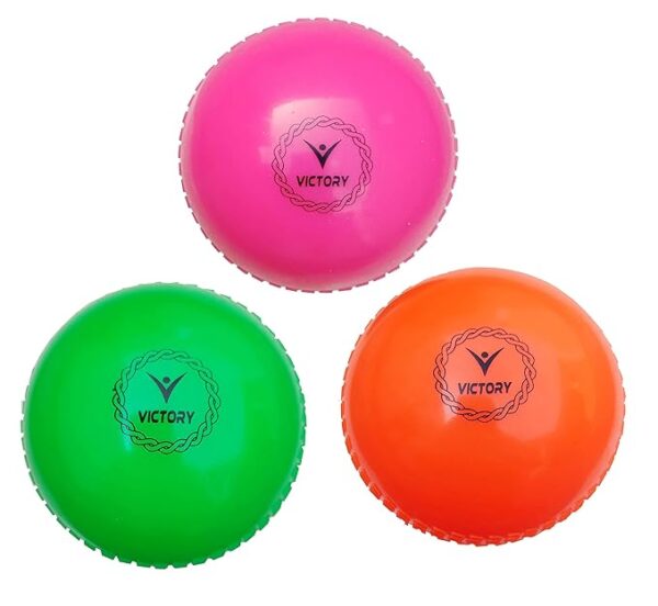 Synthetic Cricket Ball Match Practice Training | Practice Cricket Ball | Wind Balls | Swing Ball | Indoor & Outdoor Street & Beach Cricket (Multicolor Orange-Green-Pink, Pack of 3)