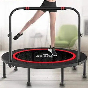 Portable & Foldable Trampoline - 40" in-Home Mini Rebounder with Adjustable Handrail, Fitness Body Exercise for Kids Adults Indoor/Garden Workout Max Load 80kg.