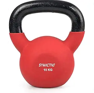 Symactive Neoprene Coated Solid Kettlebell for Gym Exercises, 10 Kg-Red