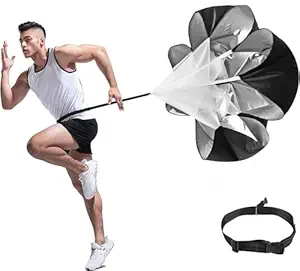 Speed Training 50" Speed Chute and Free Carry Bag Resistance Speed Chute for Adults and Kids Youth Black Color Parachute