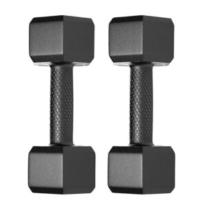 Pair of 5kg Each PVC Dumbbells Set Hex-Black