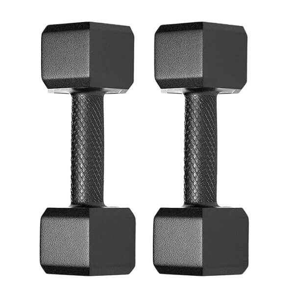 Pair of 5kg Each PVC Dumbbells Set Hex-Black