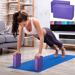 Yoga Blocks High Density Foam Yoga Block Bricks Set of 2 For Men Women, EVA Foam Pilates Fitness Stretching Aid Balance Health Sports Gym Exercise Block Odour Resistant and Moisture-Proof
