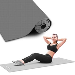 Yoga Mat 5mm Anti-Skid/Non-Slippery for Sports, Meditation, Fitness - Men, Women, Children - Workout/Gym/Exercise (2x8 Ft, Grey, Red)