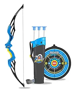 Super Archery Bow and Arrow Set with Dart Target Board, Colourful with 3 Suction Cup Tip Arrows