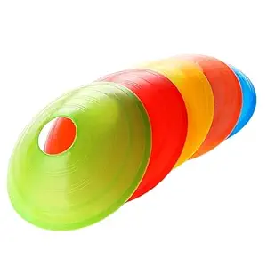 Sports & Fitness Round Agility Vinyl Soft Plastic School Model Football Marker Saucer Cone for Marking Saucer Cone (Multicolour, 1.5 inch), Set of 10 pcs