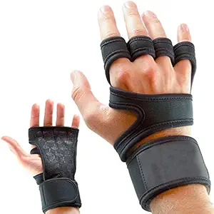 Workout Gloves With Wrist Support For Gym Workouts,Pull Ups,Cross Training,Weightlifting,Calisthenics,Wod- Silicone Padding - Great Hand Grip&No Calluses(Matt Black),Free Size