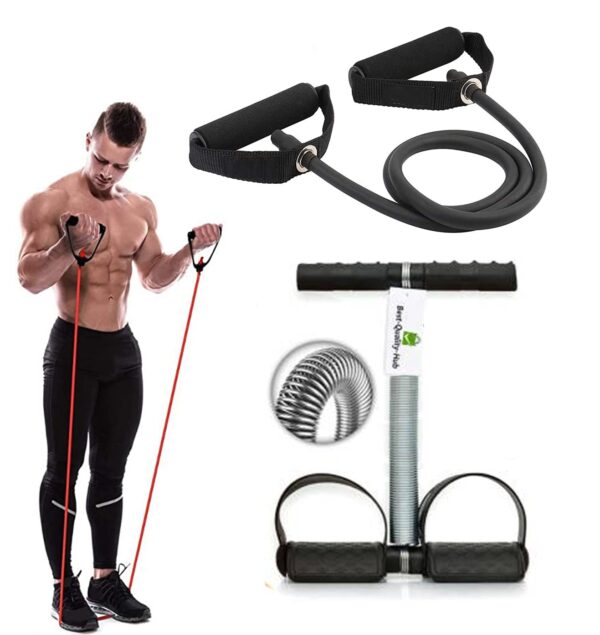 AKTIVEMUSLI Tummy Trimmer Toning Tube Resistance Band Rope Stretching Tubes for Men and Women Fitness Equipment, Abdominal Exercise for Home & Gym Use Black