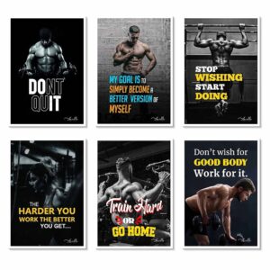 Amable Arts Poster Pack | Bodybuilder Motivational Quotes Wall Posters | Workout And Bodybuilding Motivational Posters For Gym, Home, Room Wall Decor (Pack of6 Posters) 13X19...