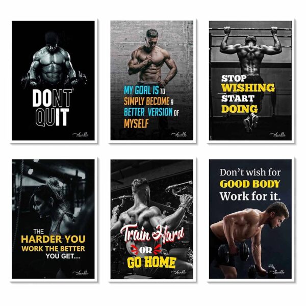 Amable Arts Poster Pack | Bodybuilder Motivational Quotes Wall Posters | Workout And Bodybuilding Motivational Posters For Gym, Home, Room Wall Decor (Pack of6 Posters) 13X19...