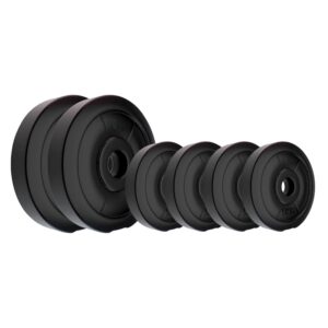 Amazon Brand - Symactive PVC 40 Kg Spare Weight Plates Combo Set (5 Kg x 4 + 10 Kg x 2, Black)