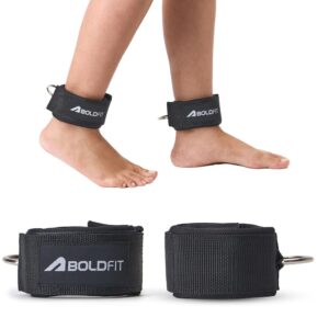 Boldfit Ankle Straps For Gym With Metal D-rings Unisex Ankle Strap For Cable Machine Exercise Padded Ankle Bands For Leg Extensions, Kickback Ankle Gym Accessories For Men...