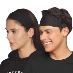 Boldfit Gym Headband for Men and Women - Sports Headband for Workout & Running, Breathable, Non-Slip & Quick Drying Head Bands for Long Hair (Black), One Size (HeadBandBlack)