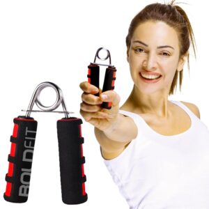 Boldfit Hand Grip Strengthener with Foam Handle, Hand Gripper for Men & Women for Gym Workout Exercise Equipment to Use in Home for Forearm Exercise, Finger Power Gripper Red-Black