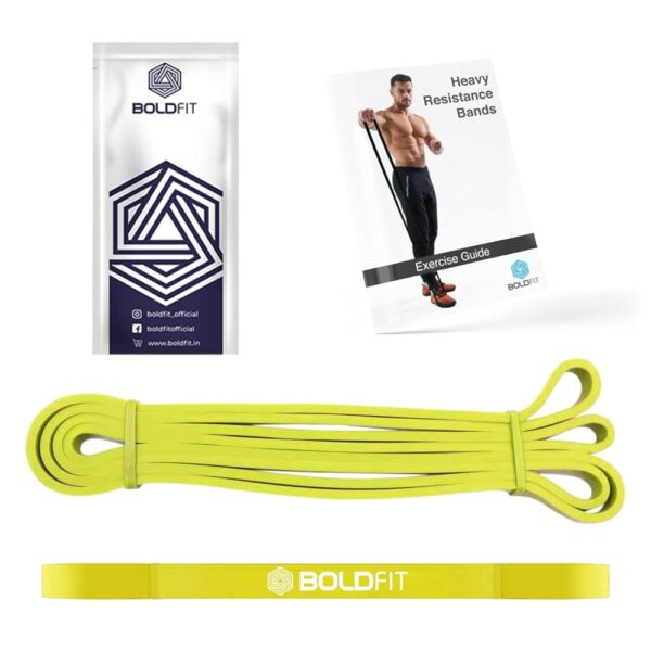 Boldfit Heavy Resistance Band for Exercise & Stretching, Pull Up Band Suitable in Home & Gym Workout, Power Bands for Men & Women. (Yellow 3-7kg Resistances)(Material: Natural...