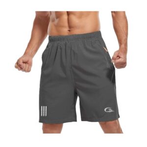 CBlue Men's Outdoor Quick Dry Lightweight Sports Shorts with 2 Zipper Pockets, Breathable Hiking Running Gym Workout, Stretchy Fast-Dry Athletic Shorts.