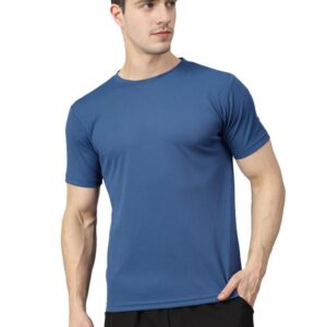 CHKOKKO Men's Quick Dry Solid Regular Fit Round Neck Active Gym Wear Sports T-Shirt