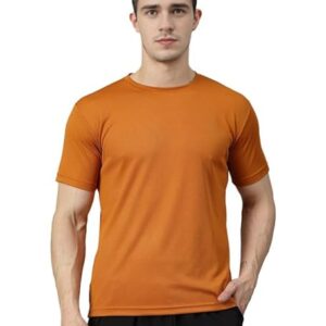 CHKOKKO Men's Quick Dry Solid Regular Fit Round Neck Active Gym Wear Sports T-Shirt
