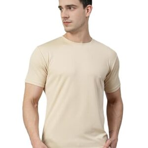 CHKOKKO Men's Quick Dry Solid Regular Fit Round Neck Active Gym Wear Sports T-Shirt