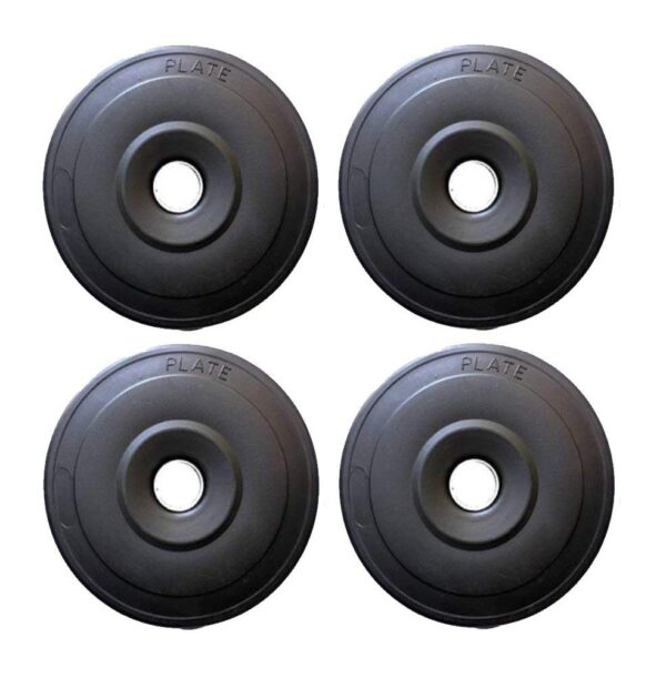 Facto Power (1 Kg. X 4) 4 Kg. P.V.C Weight Plates, Filled with Concrete, Vinyl Standard Weights Plates, Set for Weight Lifting, Home Gym Fitness Workout (Color : Black) (Shape :...