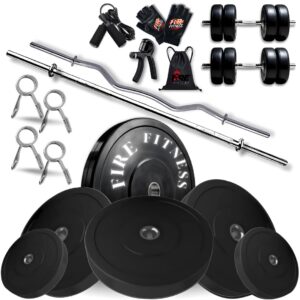 Fire fitness Home gym quipment 80kg rubber Weight Plates combo set with multifunctional gym equupment for provinding Weightlifting, Bodybuilding, Powerlifting workouts at home