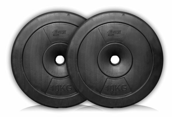 Fitbox Sports Vinyl Coated PVC Intruder 20 Kg Weight Plates, 10Kg X 2(Black)