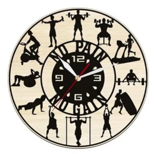 Fitness Gym Wooden Wall Clock, Modern Design, Bodybuilding No Pain No Gain, 3D Decoration, Vintage Clock Wall Watch, Home Decor (GY-3)