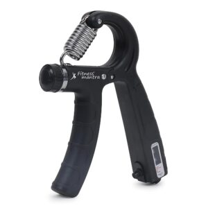 Fitness Mantra® Counter 10KG To 60KG Weight Adjustable Professional Counter Hand Gripper for Men & Women | Counter Hand Grip|Finger Exerciser|Power Gripper|Black Color|