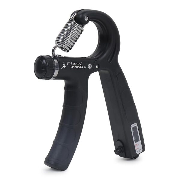 Fitness Mantra® Counter 10KG To 60KG Weight Adjustable Professional Counter Hand Gripper for Men & Women | Counter Hand Grip|Finger Exerciser|Power Gripper|Black Color|