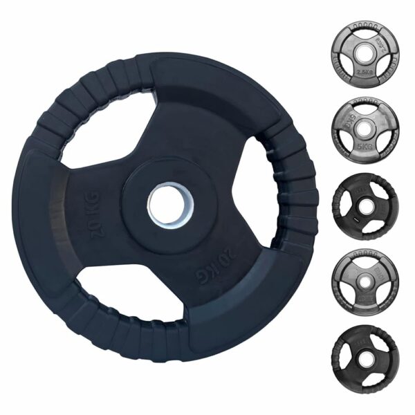FITRXX Rubber-Coated Metal Integrated Olympic Barbell Rubber Weight Plates with 50 mm Dia | Rubber Weight| Spare Gym Weightlifting Plates (15Kg Pair (15Kg x 2))