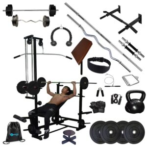 Hashtag fitness Complete equipments for Home Set 60 kg Rubber Weights for Home Gym Workout Set