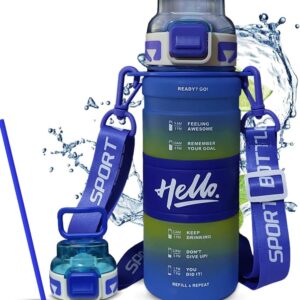 HomeFast Motivational Water Bottle Time Marker, Unbreakable Sports Water Bottles with Straw, Leak Proof BPA Free Water Bottle for Office, Gym, Home, School, Sports Fitness...
