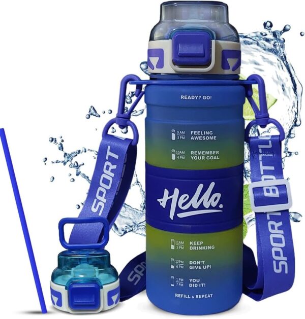 HomeFast Motivational Water Bottle Time Marker, Unbreakable Sports Water Bottles with Straw, Leak Proof BPA Free Water Bottle for Office, Gym, Home, School, Sports Fitness...