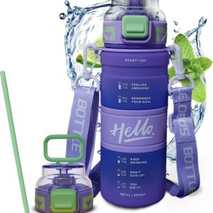 HomeFast Motivational Water Bottle Time Marker, Unbreakable Sports Water Bottles with Straw, Leak Proof BPA Free Water Bottle for Office, Gym, Home, School, Sports Fitness...