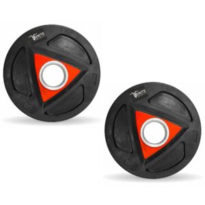 IGNITE WEIGHTS® Barbell Olympic Weight Plates for Home Gym with 50mm Dia Tri Grip Iron Coated PVC Rubber Plate (2.5kg X 2)