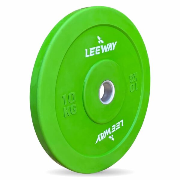 LEEWAY Color Rubber Bumper Plates 2.0, (10kg x 2)| Olympic Weightlifting Gym Rubber Bumper Weight Plates| Olympic Barbell Weight Plate| Standard 2inch/50mm Weight Plate (10kg Pair)