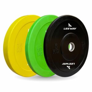 LEEWAY Color Rubber Bumper Plates 2.0, (60kg combo)| Olympic Weightlifting Gym Rubber Bumper Weight Plates| Olympic Barbell Weight Plate| Standard 2inch/50mm Weight Plate (60kg...