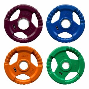 LEEWAY Color Rubber Coated Metal Integrated (50kg combo) Olympic Rubber Weight Plates 51mm|Tri-Grip Rubber Weight| Olympic Barbell Spare Gym Weight Plates for Strength Training|...
