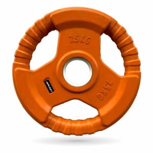 LEEWAY Color Rubber Coated Metal Integrated (7.5kg X 2) Olympic Rubber Weight Plates 51mm|Tri-Grip Rubber Weight| Olympic Barbell Spare Gym Weight Plates for Strength Training|...