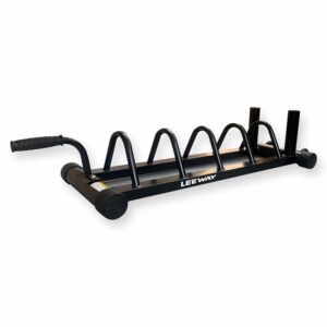 LEEWAY Olympic Bar and Bumper Weight Plates Storage Rack, Plate Stand and bar Holder, Weight Plate Rack with Barbell Holders, Weight Plate Organizer Compact Exercise Equipment...