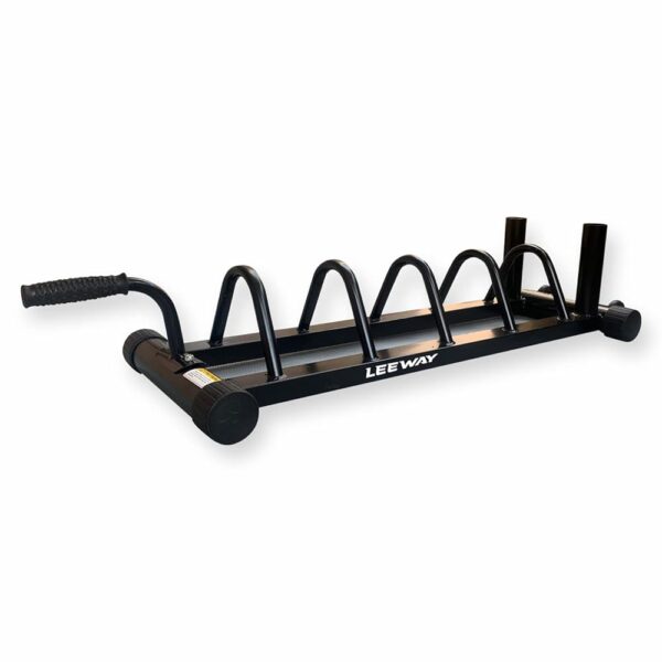LEEWAY Olympic Bar and Bumper Weight Plates Storage Rack, Plate Stand and bar Holder, Weight Plate Rack with Barbell Holders, Weight Plate Organizer Compact Exercise Equipment...