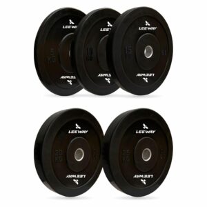 LEEWAY Olympic Black Bumper Plates, (150kg combo)| Rubber Bumper Weight Plates with 50 mm Dia| Olympic Barbell Bar Weight Plate for Weightlifting/Strength Training| Weight Plate...