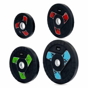 LEEWAY Olympic Rubber Weight Plates (50kg Combo)| 50mm Barbell Weight Plates | Spare Gym Weights | Rubber Coated Strength Training Plates for Home & Commercial Gym (Black, Fan...