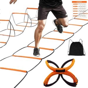Leosportz Agility Speed Ladder Agility Training Equipment, Soccer Speed Ladder, Football Footwork Ladder, Workout Ladder | Foldable Tangle Free (Agility Ladder, Orange, 11 Feet...
