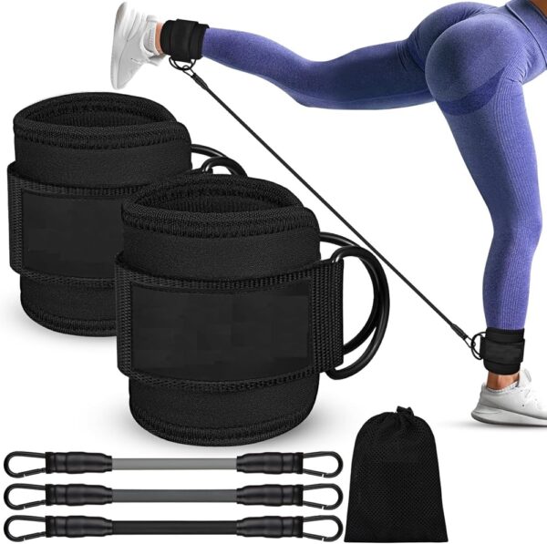 Leosportz Ankle Resistance Bands | Ankle Bands for Working Out with Cuffs | Leg Butt Training Workout Equipment for Kickbacks Hip Gluteus Training Exercises (Ankle Straps with...