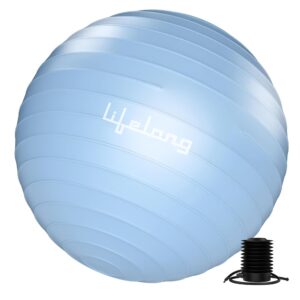 Lifelong Gym Ball for Exercise - Anti-Burst with Foot Pump - Fitness Yoga, Physiotherapy, Birthing, Pregnancy & Labor, Swiss, Pilates, Balance & Stability, Blue