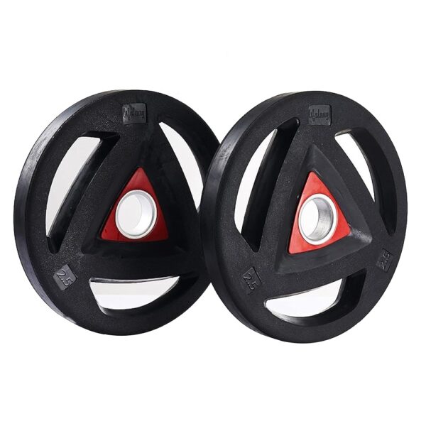 Lifelong Olympic Barbell Rubber Weight Plates with Internal Dia and 3 Holes Hand Grip (Packed in Pair 2.5kg*2=5kg) Set for Weight Lifting, Dumbbell Bars, Strength Training and...