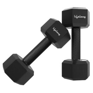 Lifelong PVC Hex Fixed Dumbbells Pack of 2 (1kg*2) Black Color for Home Gym Equipment Fitness Barbell|Gym Exercise|Home Workout Dumbbells Weights for Men & Women (6 Months...