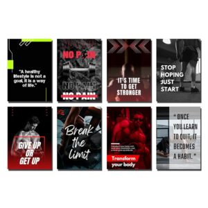 MyTees Pack of 8 A4 Size Motivational Inspirational Gym Wall Collage Kit Posters - 8.3 x 11.7 Inches Posters for Room Wall Decoration of Bedroom, Office,